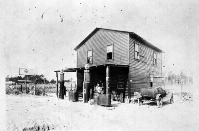 A country store with gas pumps in 1926 in Baldwin.