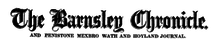 Masthead of the Barnsley Chronicle, 1914, incorporating Penistone, Mexborough (Mexbro), Wath and Hoyland Journal Barnsley Chronicle old logo.png