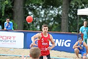 Deutsch: Beachhandball Europameisterschaften 2019 (Beach handball Euro); Tag 2: 3. Juli 2019 – Männer, Vorrunde Gruppe B, Slowenien-Russland 0:2 (16:24, 14:24) English: Beach handball Euro; Day 2: 3 July 2019 – Men Preliminary Round Group B – Slovenia-Russia 0:2 (16:24, 14:24)