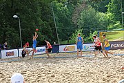 Deutsch: Beachhandball Europameisterschaften 2019 (Beach handball Euro); Tag 1: 2. Juli 2019 – Männer, Vorrunde Gruppe C, Schweiz-Ukraine 2:1 (22:23, 17:14, 9:6) English: Beach handball Euro; Day 1: 2 July 2019 – Men Preliminary Round Group C – Switzerland-Ukraine 2:1 (22:23, 17:14, 9:6)