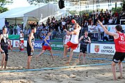 Deutsch: Beachhandball Europameisterschaften 2019 (Beach handball Euro); Tag 4: 5. Juli 2019 – Männer, Viertelfinale, Russland-Polen 2:0 (30:22, 19:18) English: Beach handball Euro; Day 4: 5 July 2019 – Quarter Final Men – Russia-Poland 2:0 (30:22, 19:18)