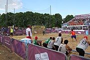 Deutsch: Beachhandball bei den Olympischen Jugendspielen 2018; Tag 7, 13. Oktober 2018; Jungen, Finale – Portugal-Spanien 1:2 English: Beach handball at the 2018 Summer Youth Olympics at 13 October 2018 – Boys Gold Medal Match – Portugal-Spain 1:2