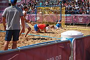 Deutsch: Beachhandball bei den Olympischen Jugendspielen 2018 in Buenos Aires; Tag 7, 13. Oktober 2018; Jungen, Halbfinale – Spanien-Kroatien 2:1 English: Beach handball at the 2018 Summer Youth Olympics in Buenos Aires at 13 October 2018 – Boys Semifinal – Spain-Croatia 2:1 Español: Handball de playa en los Juegos Olimpicos de la Juventud Buenos Aires 2018 en 13 de octubre de 2018 – Semifinales de chicos - España-Croacia 2:1