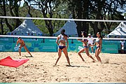 Deutsch: Beachvolleyball bei den Olympischen Jugendspielen 2018; Tag 8, 14. Oktober 2018; Mädchen, Achtelfinale – Mexiko-China 0:2 (15–21/16–21) English: Beach volleyball at the 2018 Summer Youth Olympics at 14 October 2018 – Girls Round of 16 – Mexico-China 0:2 (15–21/16–21)