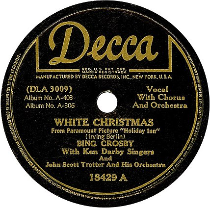 1942 10-inch 78 rpm release of the single "White Christmas" by Bing Crosby.