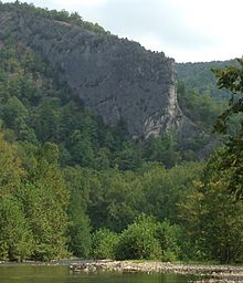 Blue Rock, a Tonoloway Limestone "fin", in West Virginia, USA. BlueRock2.JPG
