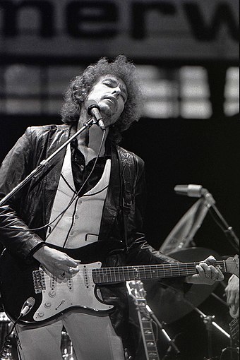 Dylan performing in the De Kuip Stadium, Rotterdam, June 23, 1978