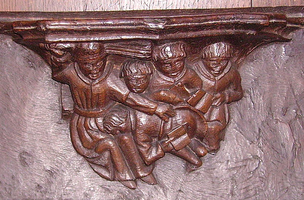 St Botolph's Church, Boston, Lincolnshire: a school-master thrashing a pupil