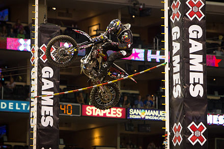 Brian Deegan at X Games 17 in Los Angeles competing in the Moto X Step Up event.