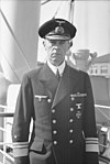 Lütjens aboard a ship as a Vizeadmiral in April 1940