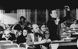 The director Ruth Berghaus rehearsing for the premiere in 1974