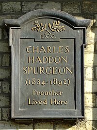 CHARLES HADDON SPURGEON (1834-1892) Preacher Lived Here.jpg