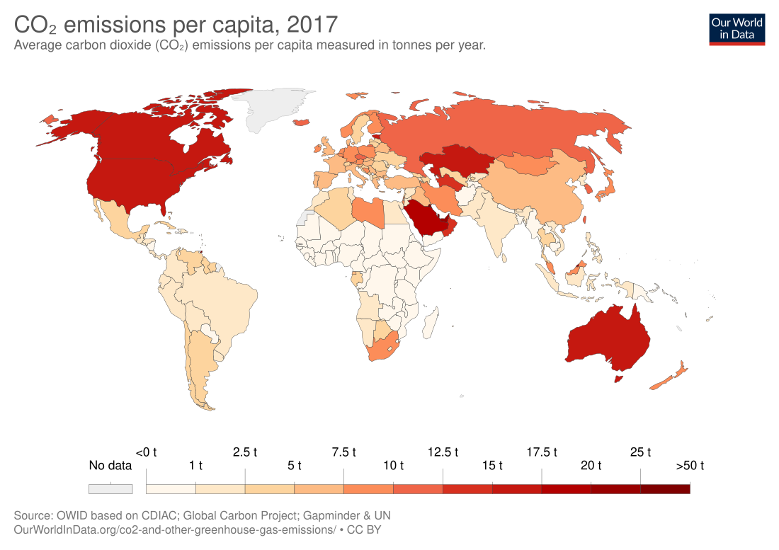 Luettelo maiden ja alueiden hiilidioksidipäästöistä henkeä kohti