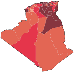 COVID-19 kitörési esetek Algériában.svg