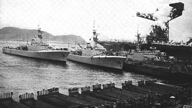 Two St. Laurent-class destroyers in their original configuration