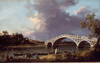 <i>A View of Walton Bridge</i> 1754 Painting by Canaletto