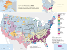 The plurality ethnic background in each county in the U.S. in 2000: German English Norwegian Dutch Finnish Irish French ItalianMexican Native Spanish American African American Puerto Rican Census-2000-Data-Top-US-Ancestries-by-County.svg