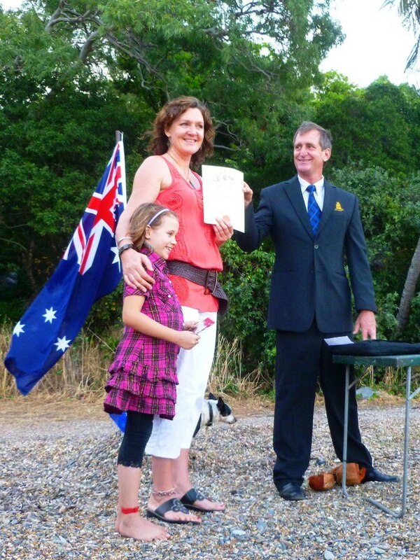 Citizenship ceremony on beach near Cooktown, Queensland. 2012