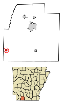 Áreas incorporadas y no incorporadas del condado de Columbia Arkansas Taylor resaltado 0568660.svg