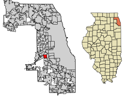 Cook County Illinois Incorporated and Unincorporated areas Justice Highlighted.svg