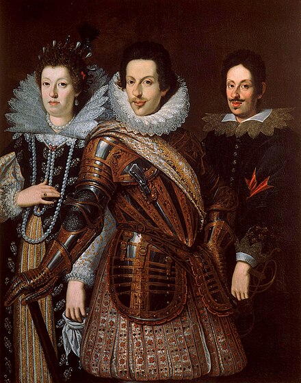 From left to right: The Grand Duchess Maria Maddalena, The Grand Duke Cosimo II, and their elder son, the future Ferdinando II
