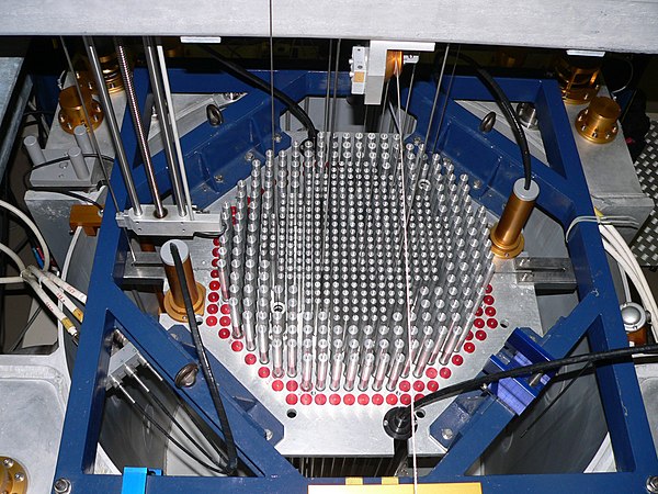 Core of CROCUS, a small nuclear reactor used for research at the EPFL in Switzerland