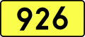 English: Sign of DW 926 with oficial font Drogowskaz and adequate dimensions.