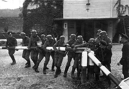 Germans tearing down the border barrier between Gdansk and Poland on the first day of the war