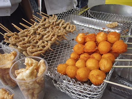 Isaw and kwek-kwek, a popular street food for many Filipinos