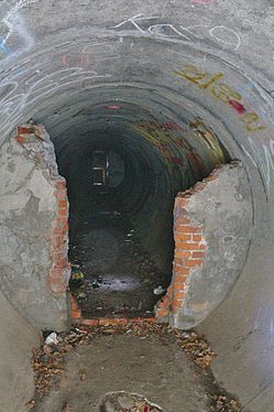 Interior of a WW2 tube bunker in Staatsforsten, Germany.