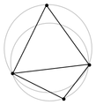 Fig 9. Flipping de l'aresta comú produeix una triangulació que compleix la condició de Delaunay.