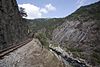 Linha do Tua no tramo entre Foz Tua e Mirandela, onde acompanha as escarpas do vale do rio Tua