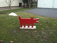 Barking dog sculpture by Haring in Dortmund, Germany