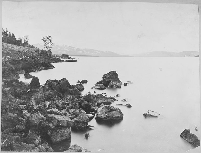 File:East shore of Yellowstone Lake showing the valley of the upper Yellowstone River. Yellowstone National Park. - NARA - 517623.jpg