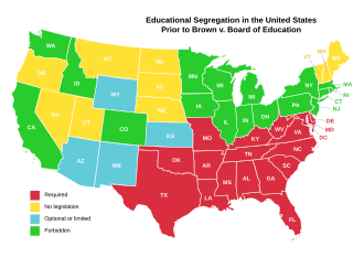 Educational separation in the US prior to Brown v. Board of Education Educational separation in the US prior to Brown Map.svg