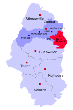 Кантон на карте департамента Верхний Рейн