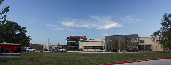 Energy Institute High School building on the site of the former Lockhart Elementary School building