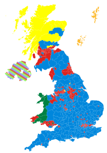 Map showing most popular party by counting area. European Parliament election, 1999 (United Kingdom).svg