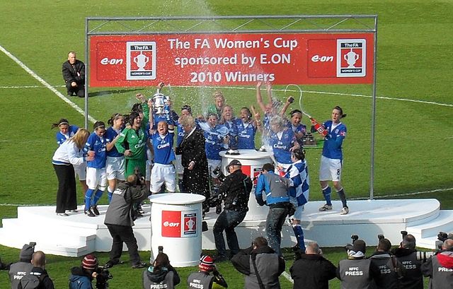 Everton Ladies celebrate the 2010 Cup win