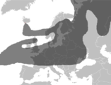 De verspreiding van de vulkanische aswolk boven Europa op 17 april 2010.