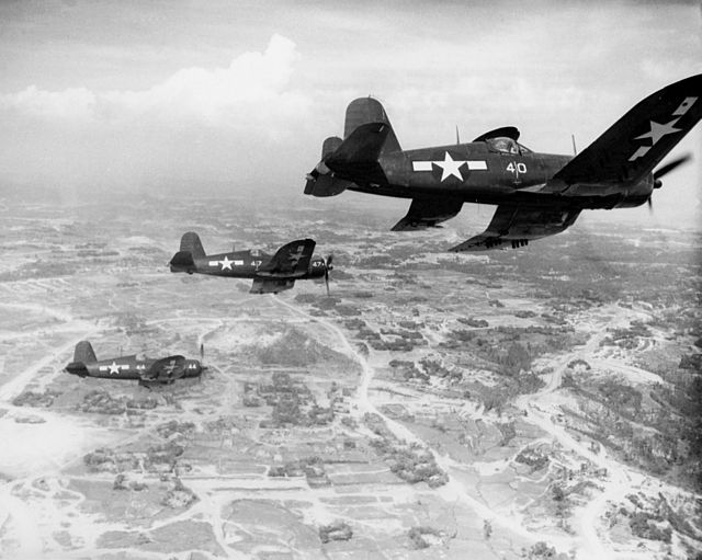 VMF-323 FG-1Ds over Okinawa in 1945