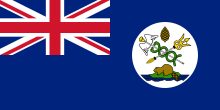 The flag of Vancouver Island was authorized in 1865 (colonies could place their badges upon the fly of a blue ensign). This flag uses the Colonial Seal of Vancouver Island from 1849. The flag was probably never actually flown in colonial times, but is used today as an unofficial representative flag. Flag of Vancouver Island.svg