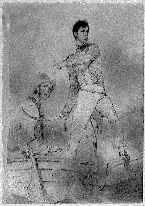Fleetwood Pellew commanding Terpsichore against Dutch vessels in Batavia Roads 24 November 1806