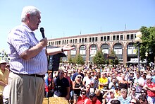 Gingrich at the Iowa State Fair in Des Moines, Iowa, ahead of the Ames Straw Poll. Gingrich at Ames, Iowa.jpg