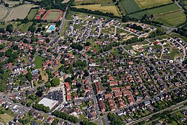 Aerial view of the village center