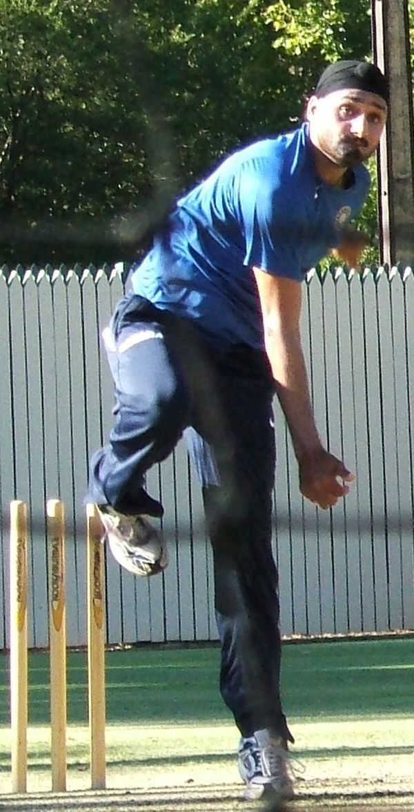 Harbhajan, pictured here bowling in the nets, was the man of the series.