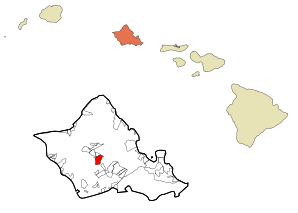 Comté d'Honolulu à Hawaï Zones constituées en société et non en société Mililani Town Highlighted.svg