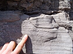 Hummocky cross-stratification from the Book Cliffs, Grand Junction, Colorado. Hummocky cross-stratification.JPG