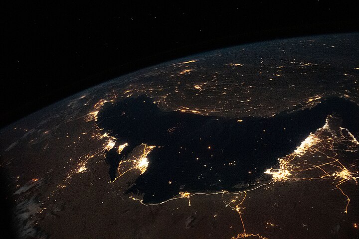 Persian Gulf at Night from ISS, 2020.