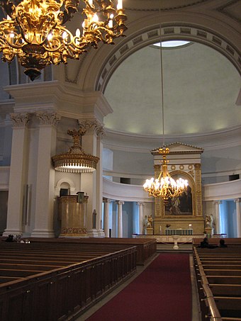 Great church hall of the Neoclassical-styled Helsinki Cathedral